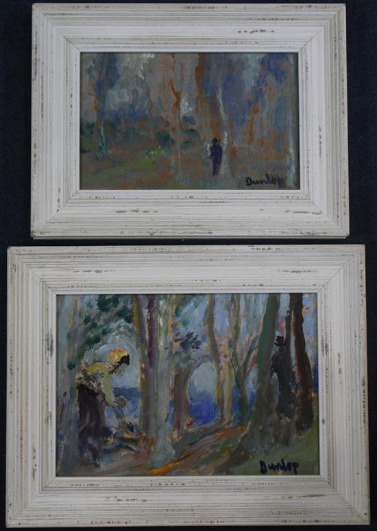 Ronald Dunlop (1894-1973) In the woods and a similar scene, 7 x 10in. and 5.5 x 8.5in.